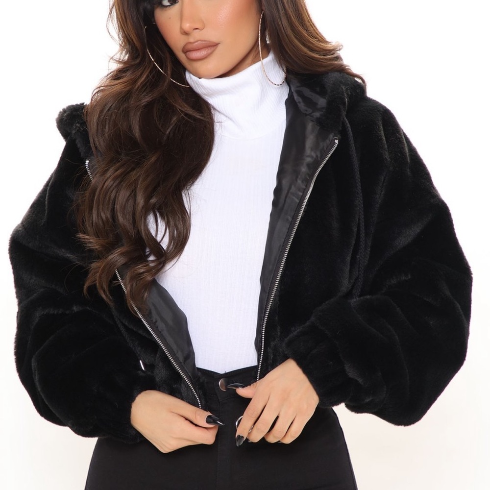 Faux fur crop jacket
